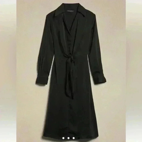 Banana Republic SATIN TIE-FRONT MIDI SHIRTDRESS - Picture 4 of 4